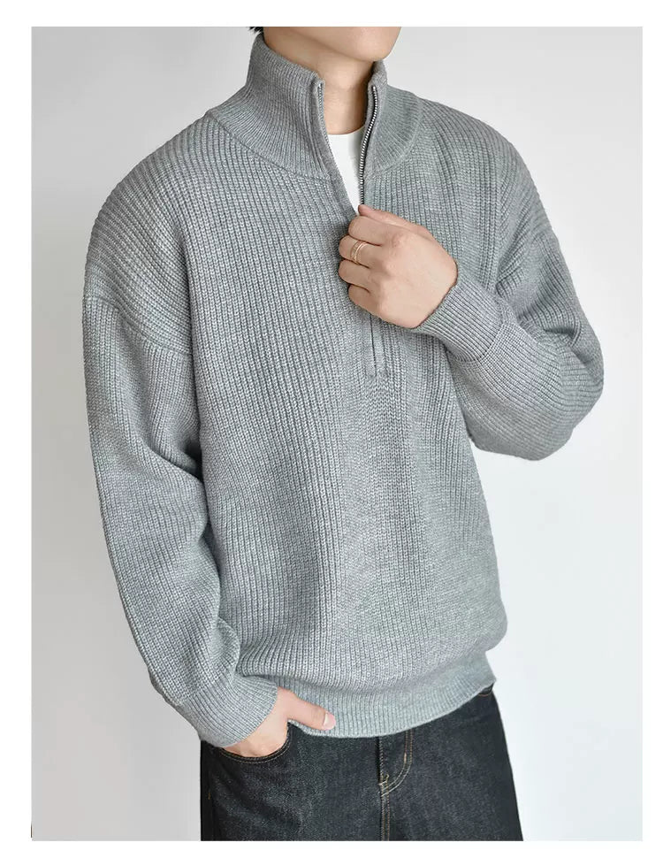 [Half Zipper] Knitted Sweater Sweater Autumn and Winter Thick Premium Pullover Jacket FE0726