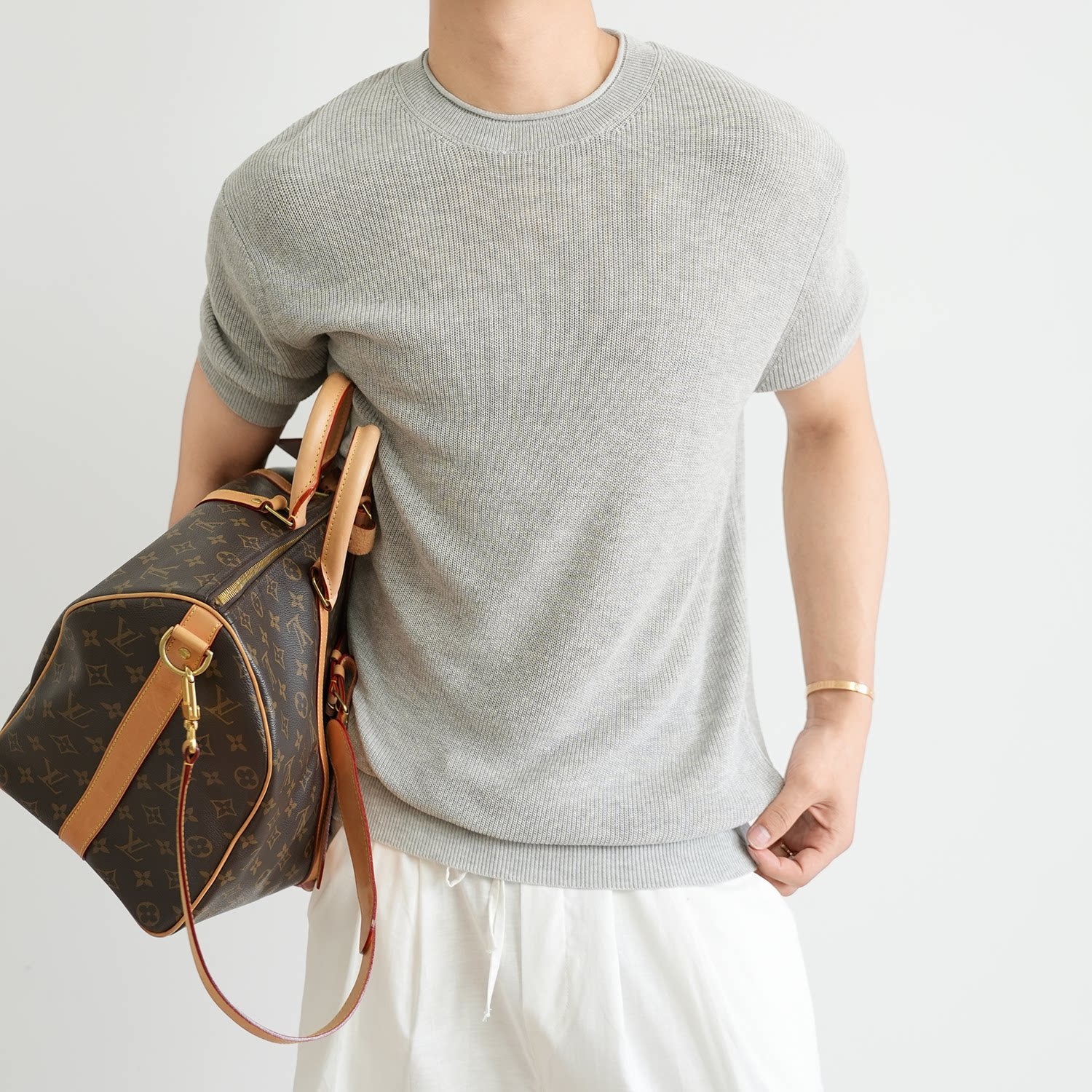 Old Money Wind Linen Lyocell Breathable Crew Neck Knitted Short Sleeve Men's Summer Casual Thin FE0717