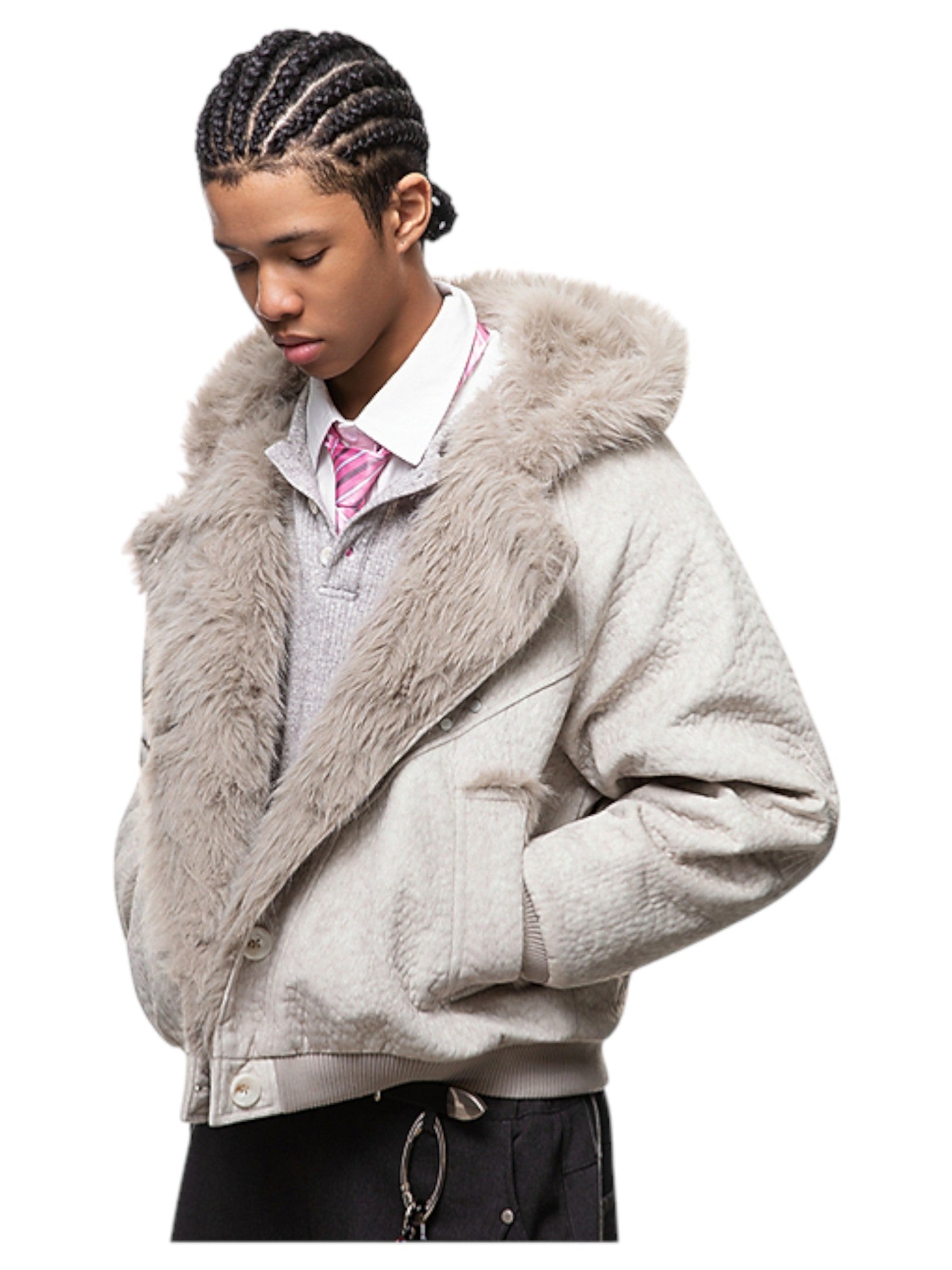 FAUX FUR-COLLAR PADDED JACKET FE0146