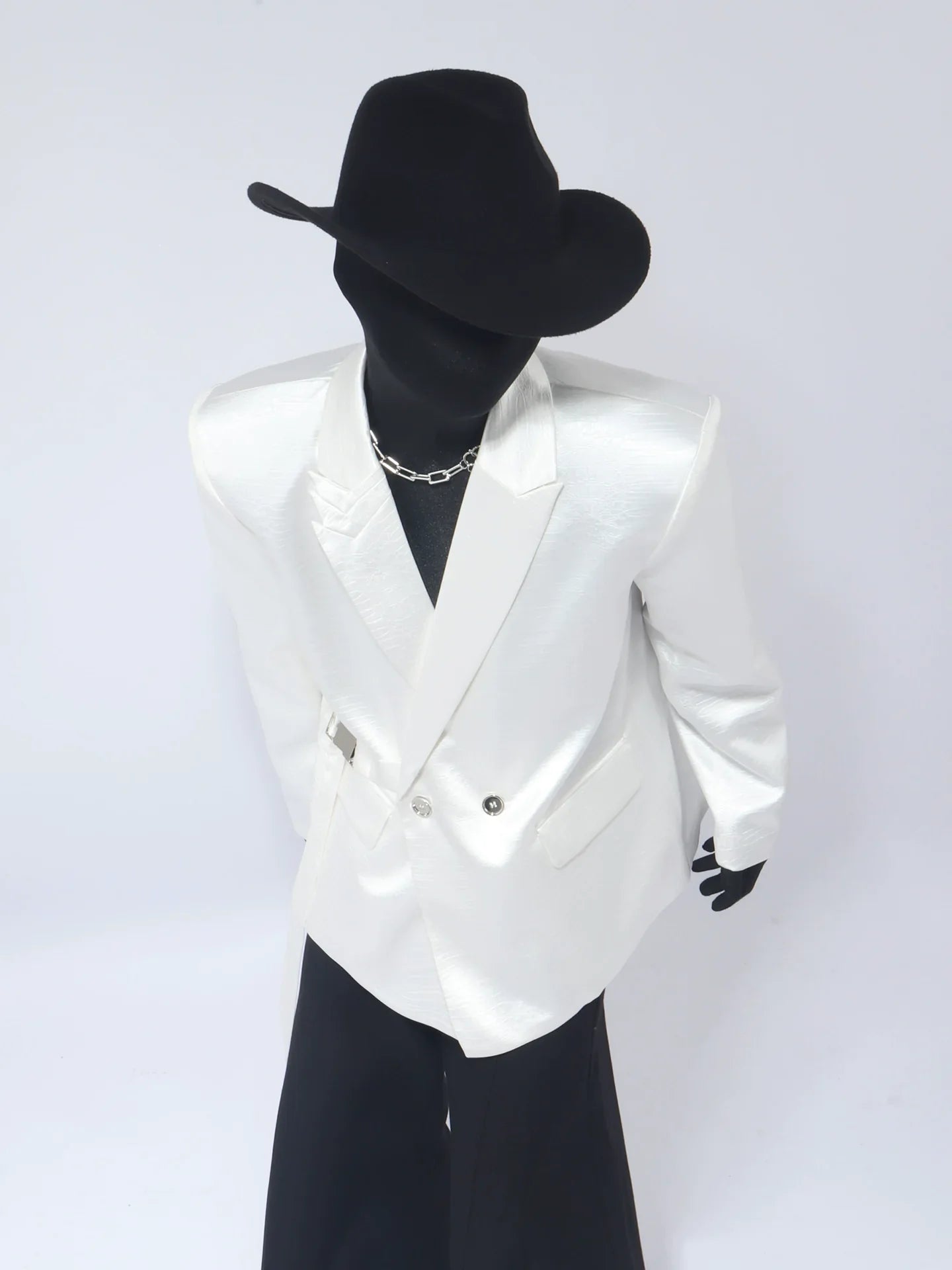 Premium buckle heavy industry shoulder padded blazer male ruffian handsome niche design suit FE0594
