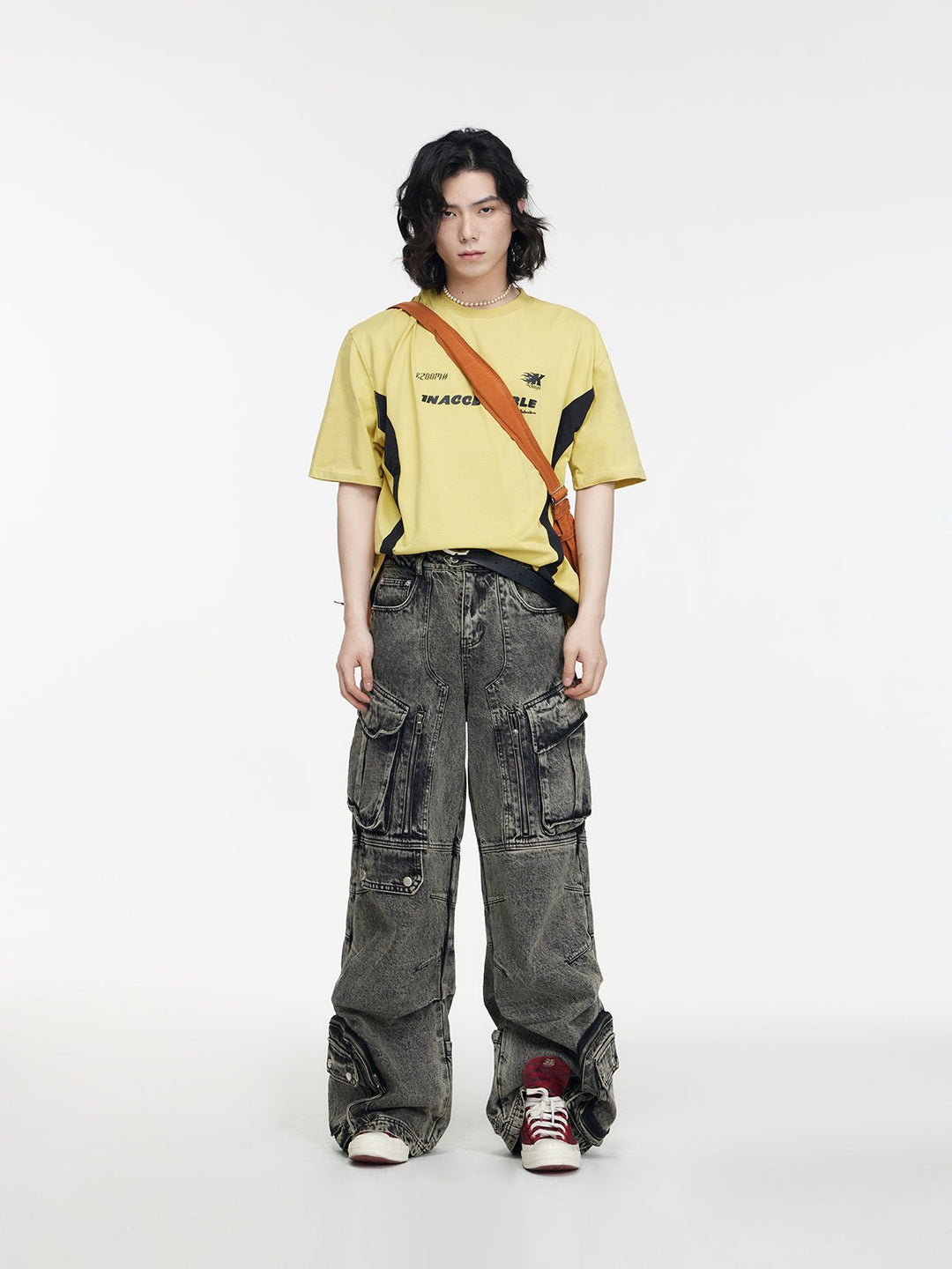 Multi-pocket wide leg casual jeans FE0420
