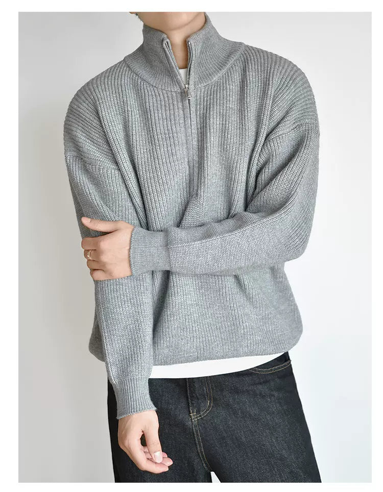 [Half Zipper] Knitted Sweater Sweater Autumn and Winter Thick Premium Pullover Jacket FE0726