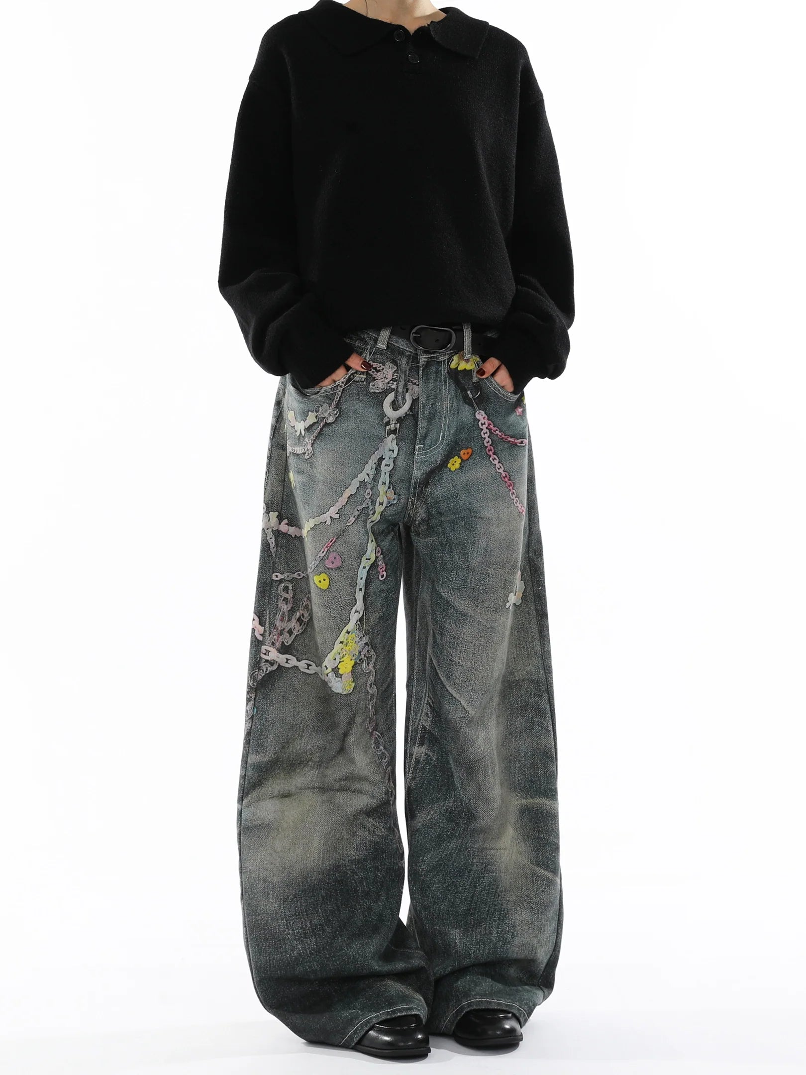 American Printed Straight Jeans   FE0112