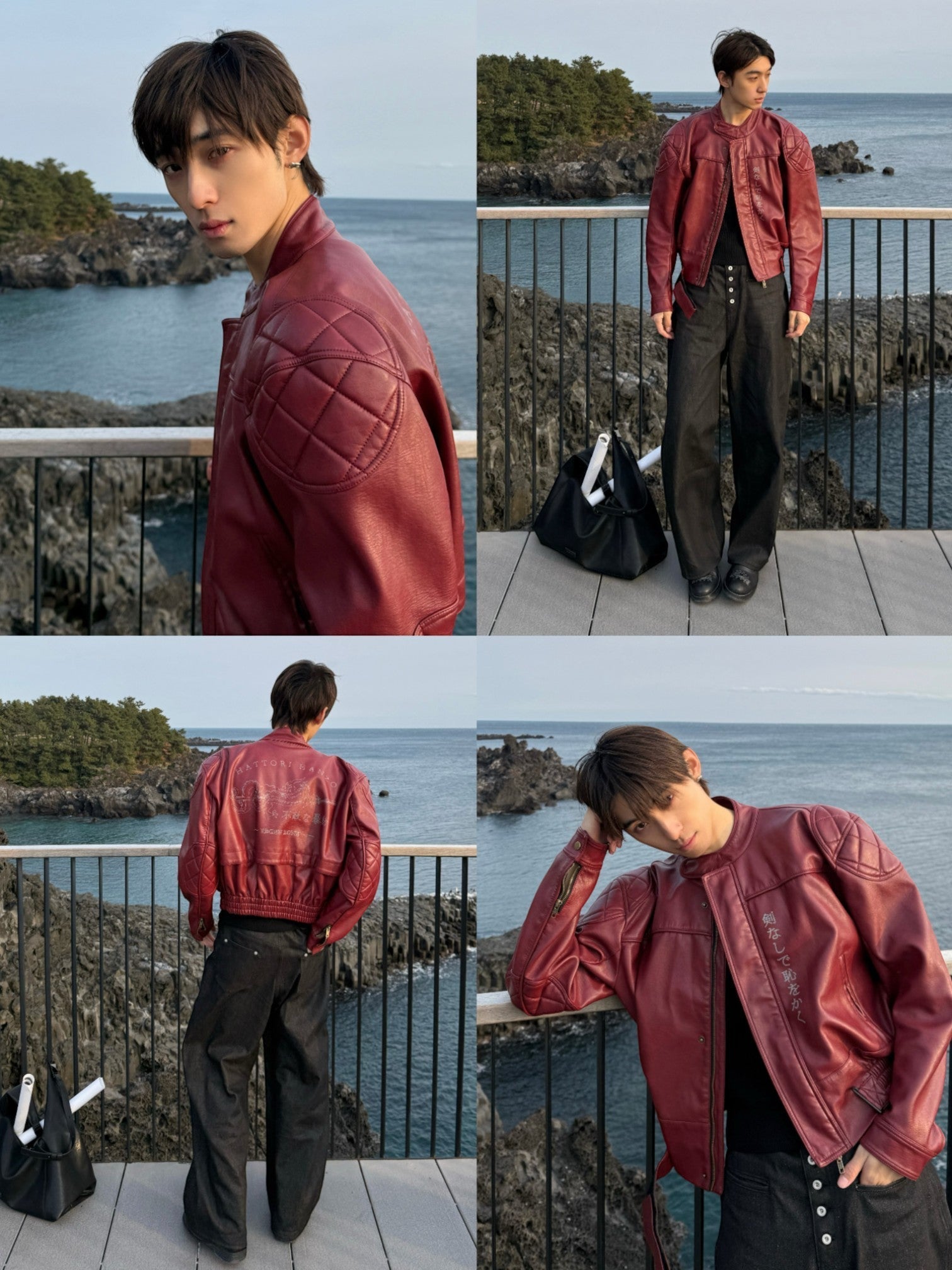 DRAGON-BLADE FAUX LEATHER JACKET  FE0214