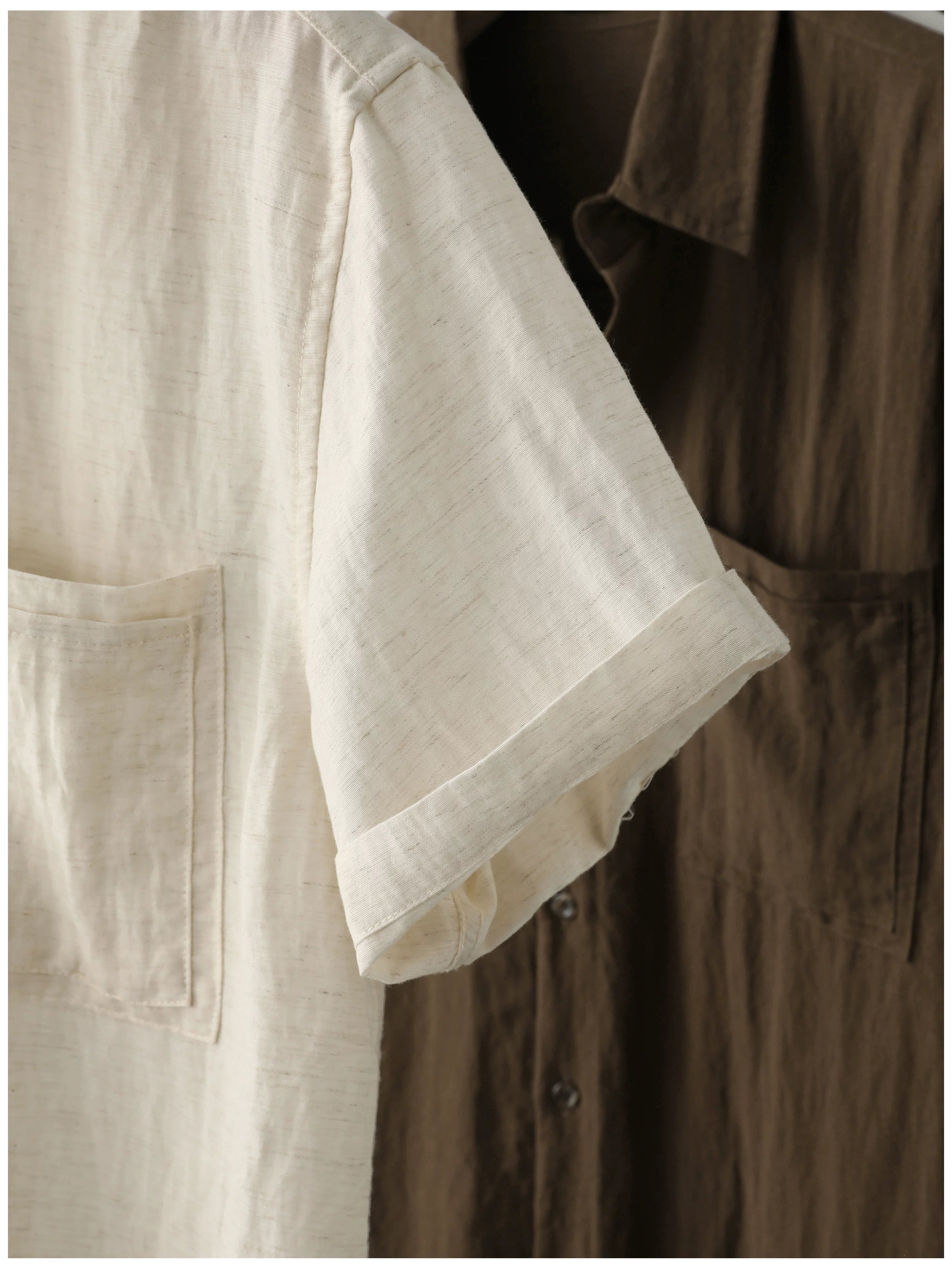 Lyocell Blended Linen Thin Breathable Short Sleeve Shirt FE0728