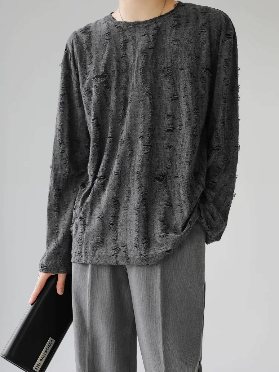 [HOHO]round neck hole T-shirt  FE0542