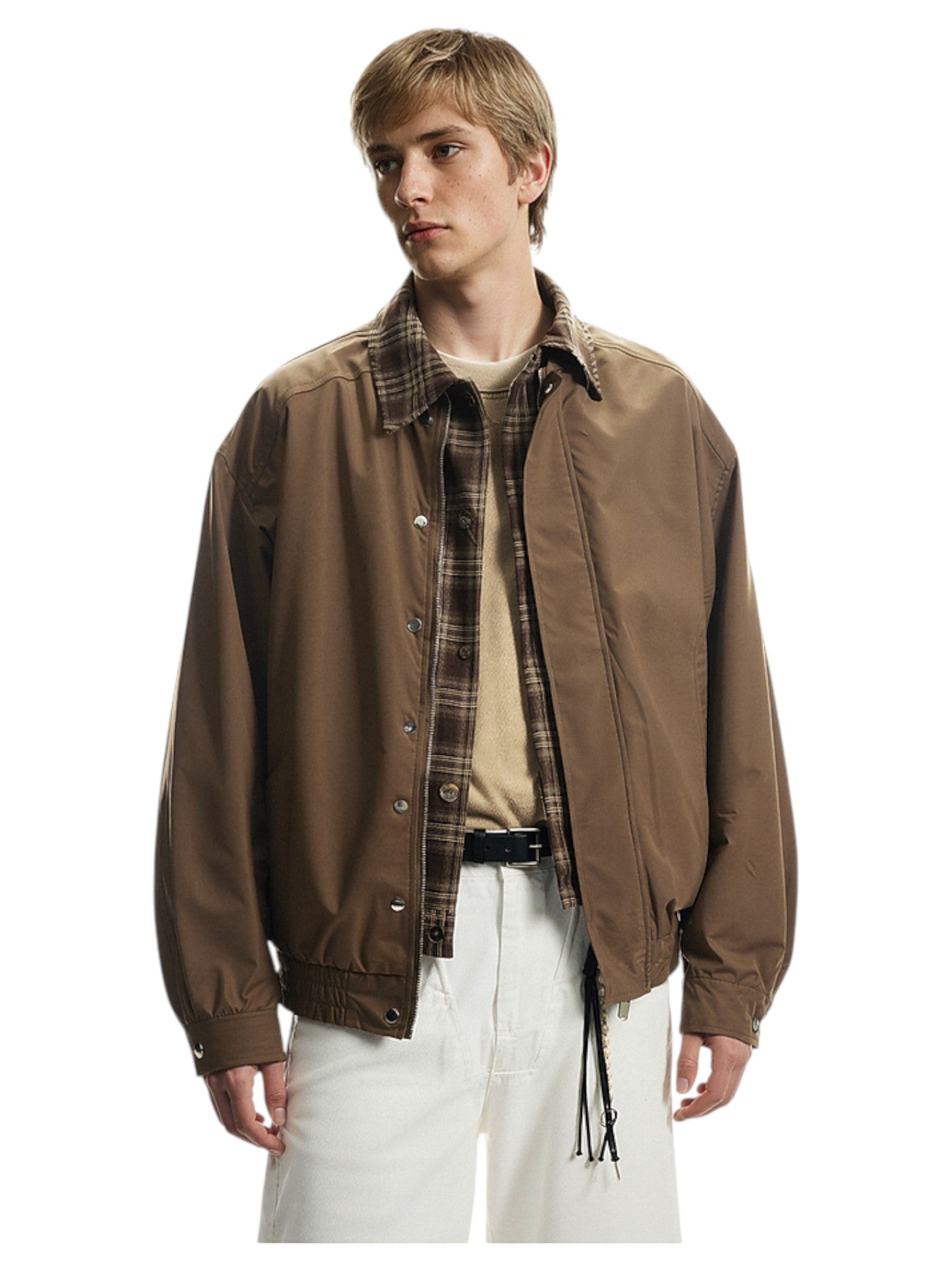LAYERED PLAID WORK JACKET   FE0149