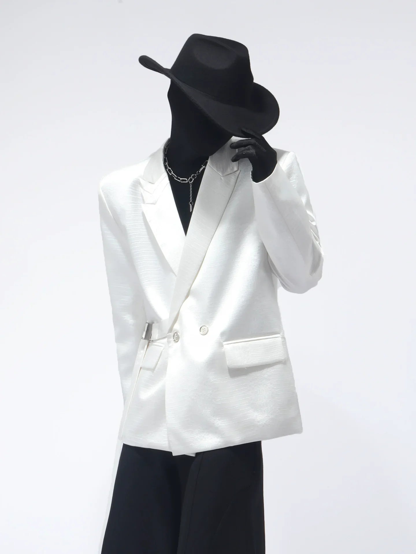 Premium buckle heavy industry shoulder padded blazer male ruffian handsome niche design suit FE0594