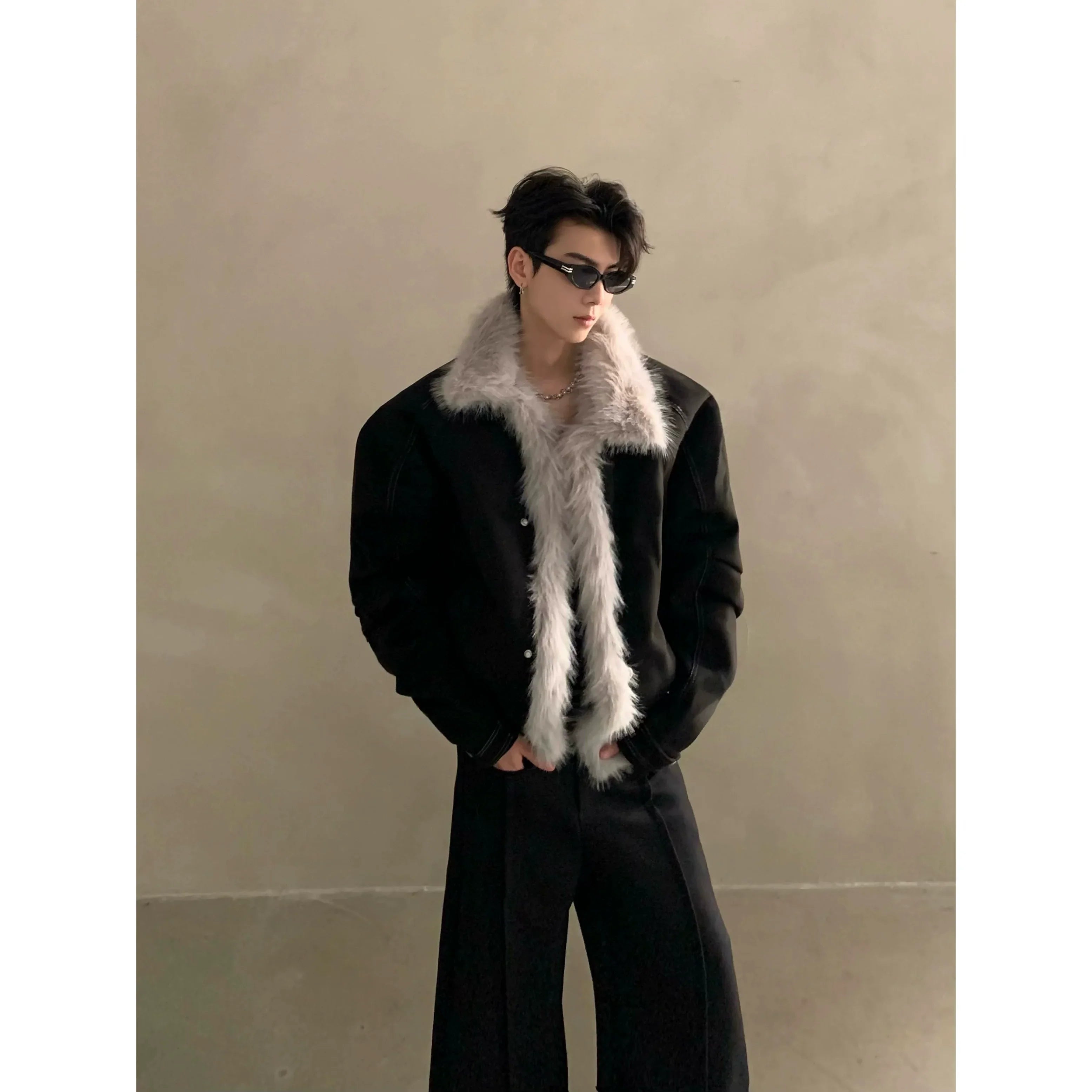 Winter niche high-end ruffian handsome sweater-neck cotton-padded jacket for men with thickened thermal seat mountain carving cotton-padded jacket  FE0636