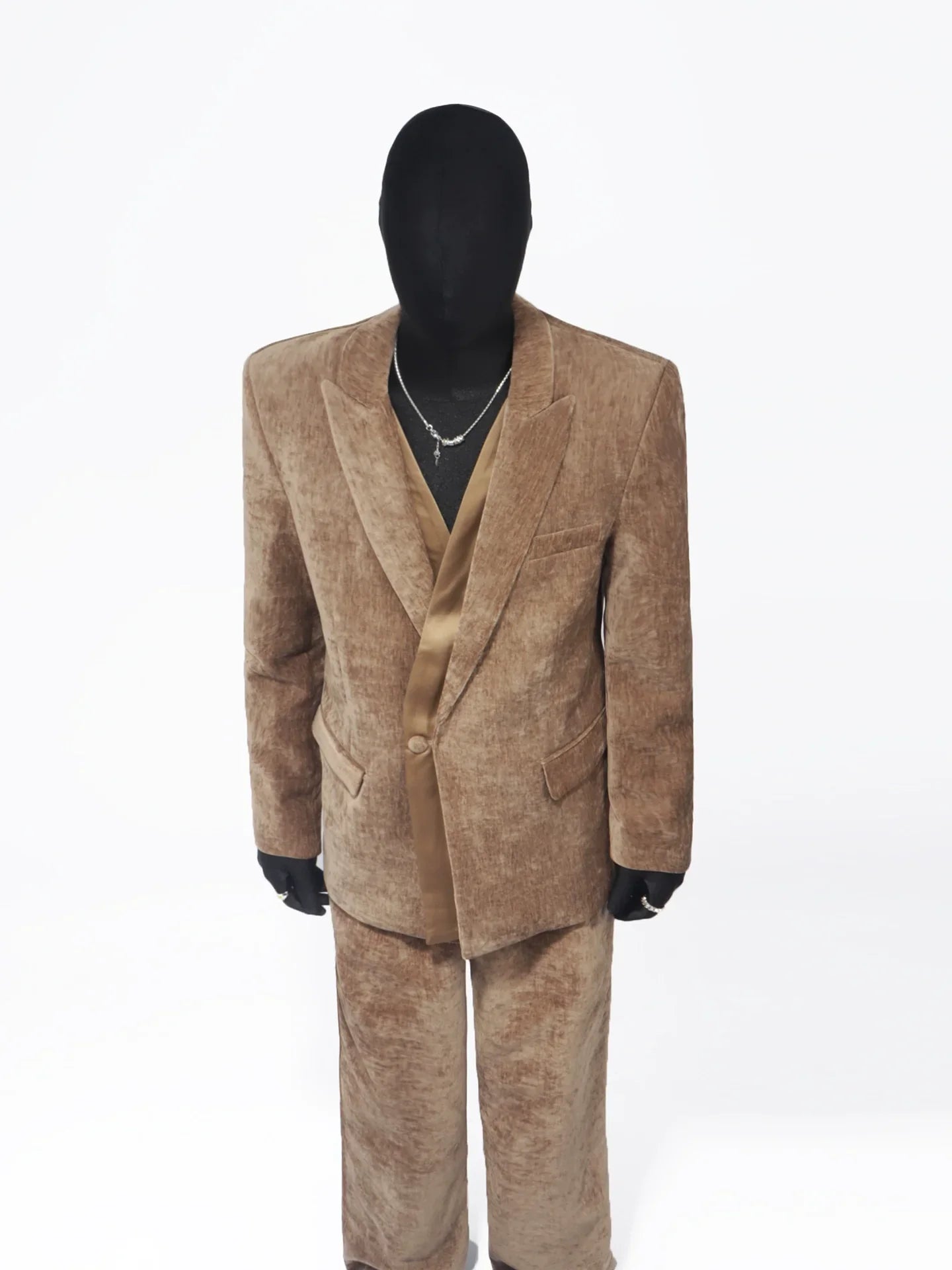 Autumn and winter chenille suit men's Korean version of ruffian handsome corduroy splicing blazer FE0595