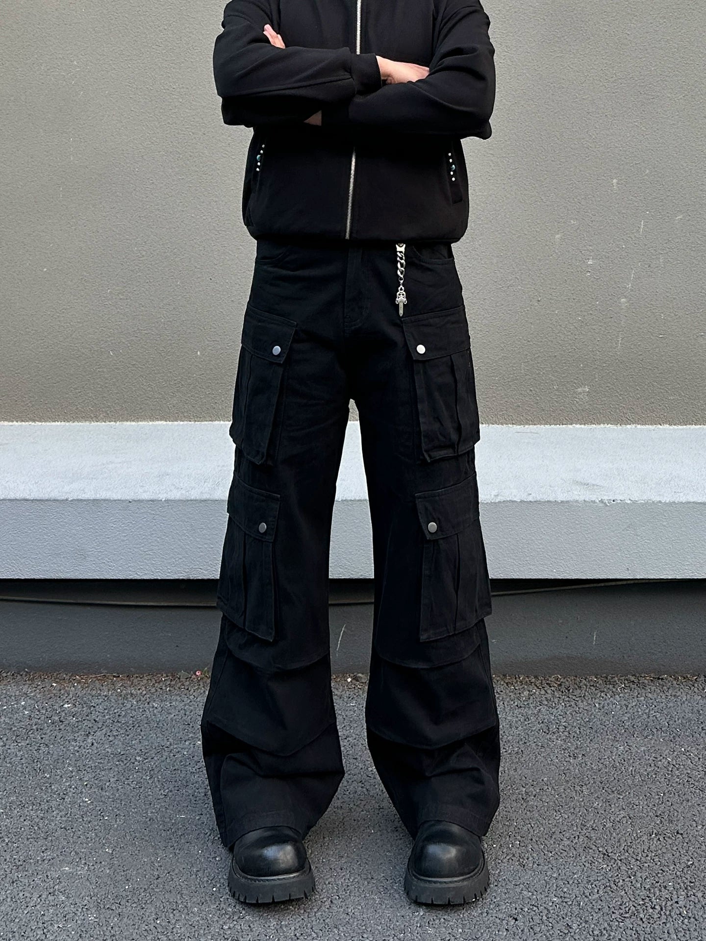Cleanfit multi-pocket black overalls FE0696