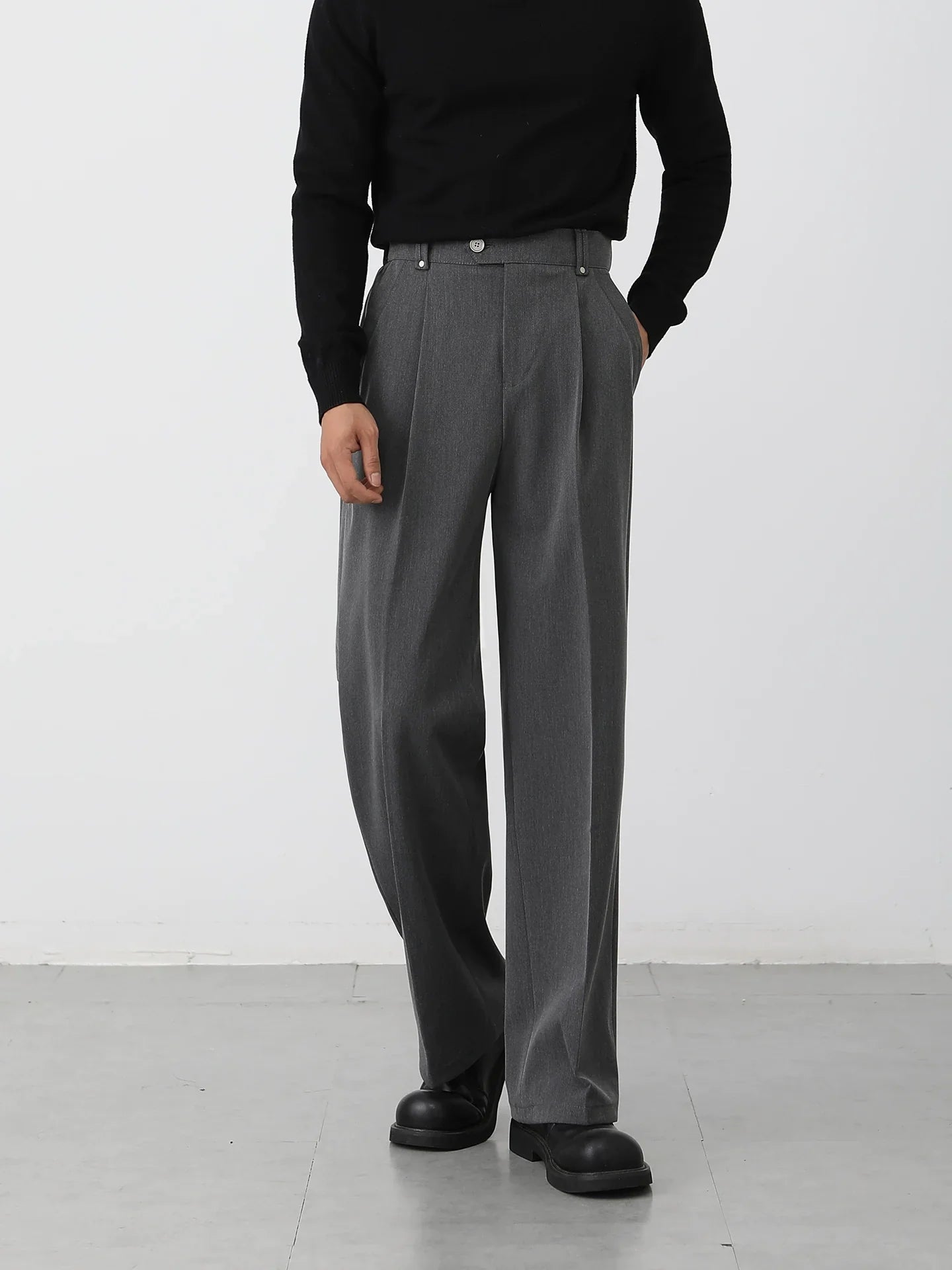 Casual pants men's straight Korean wide-leg suit pants   FE0578