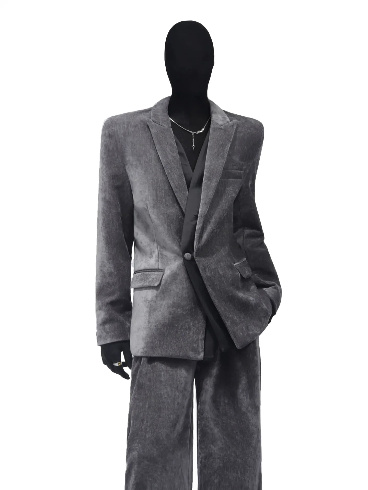 Autumn and winter chenille suit men's Korean version of ruffian handsome corduroy splicing blazer FE0595