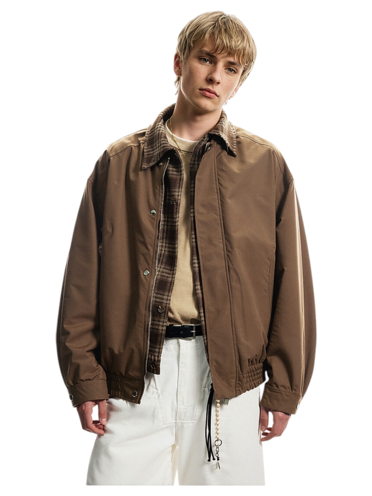 LAYERED PLAID WORK JACKET   FE0149