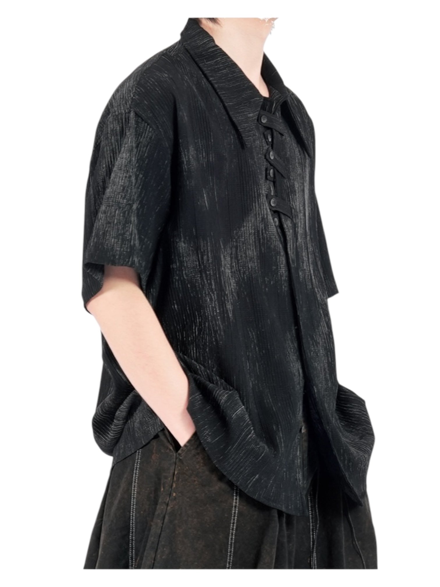 [NO SENSE] DRAPE TEXTURE COLLAR SHIRT  FE0570