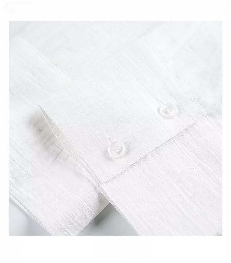 Old money style long-sleeved shirt texture lazy summer thin shirt FE0723