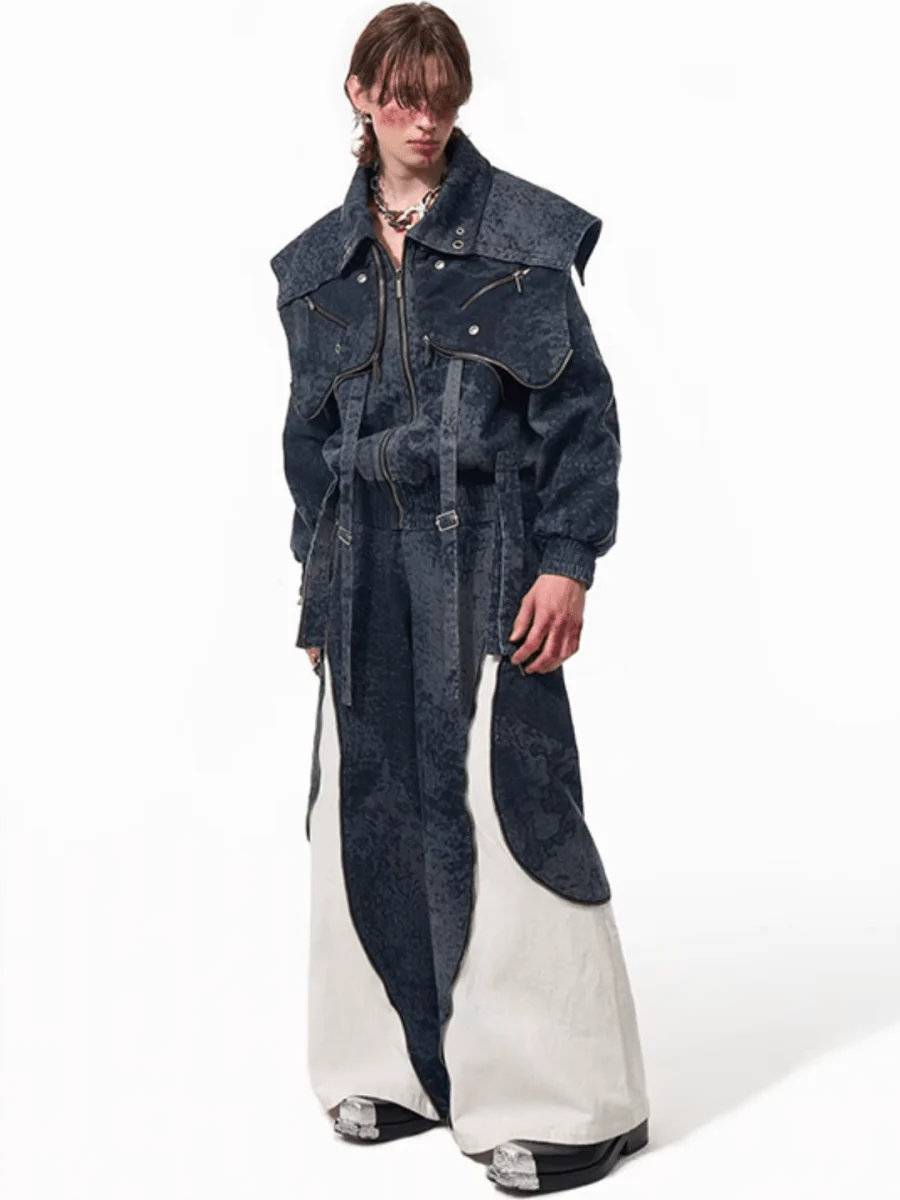 [STARTEXCEEDEND] Zipper structure splicing Jacket + Bottoms  FE0629