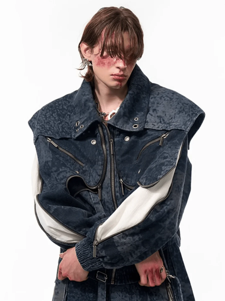 [STARTEXCEEDEND] Zipper structure splicing Jacket + Bottoms  FE0629
