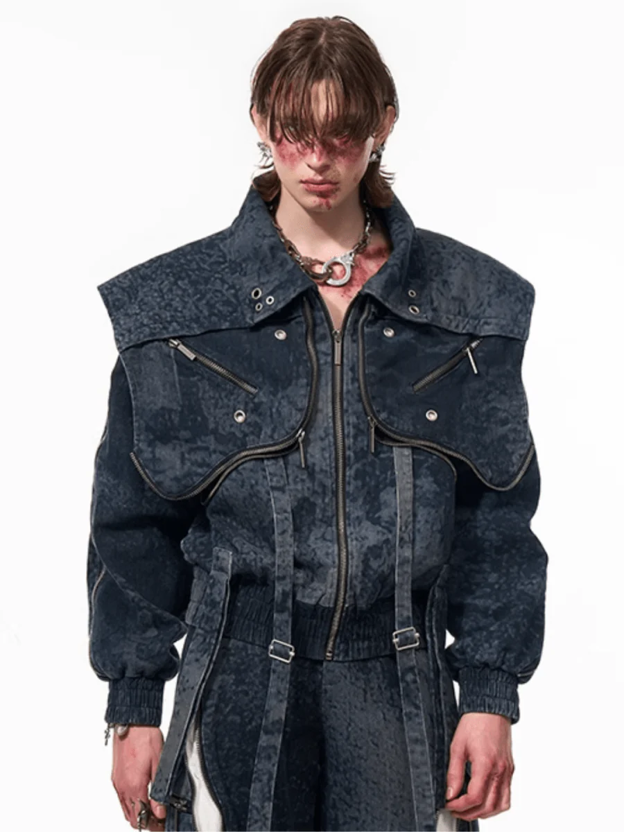 [STARTEXCEEDEND] Zipper structure splicing Jacket + Bottoms  FE0629