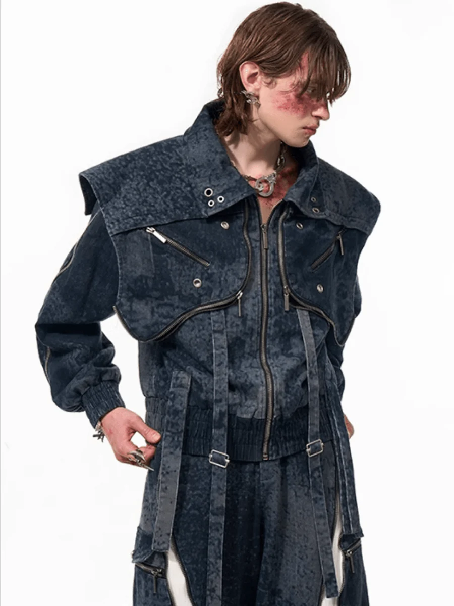 [STARTEXCEEDEND] Zipper structure splicing Jacket + Bottoms  FE0629