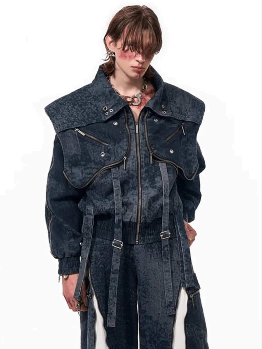 [STARTEXCEEDEND] Zipper structure splicing Jacket + Bottoms  FE0629