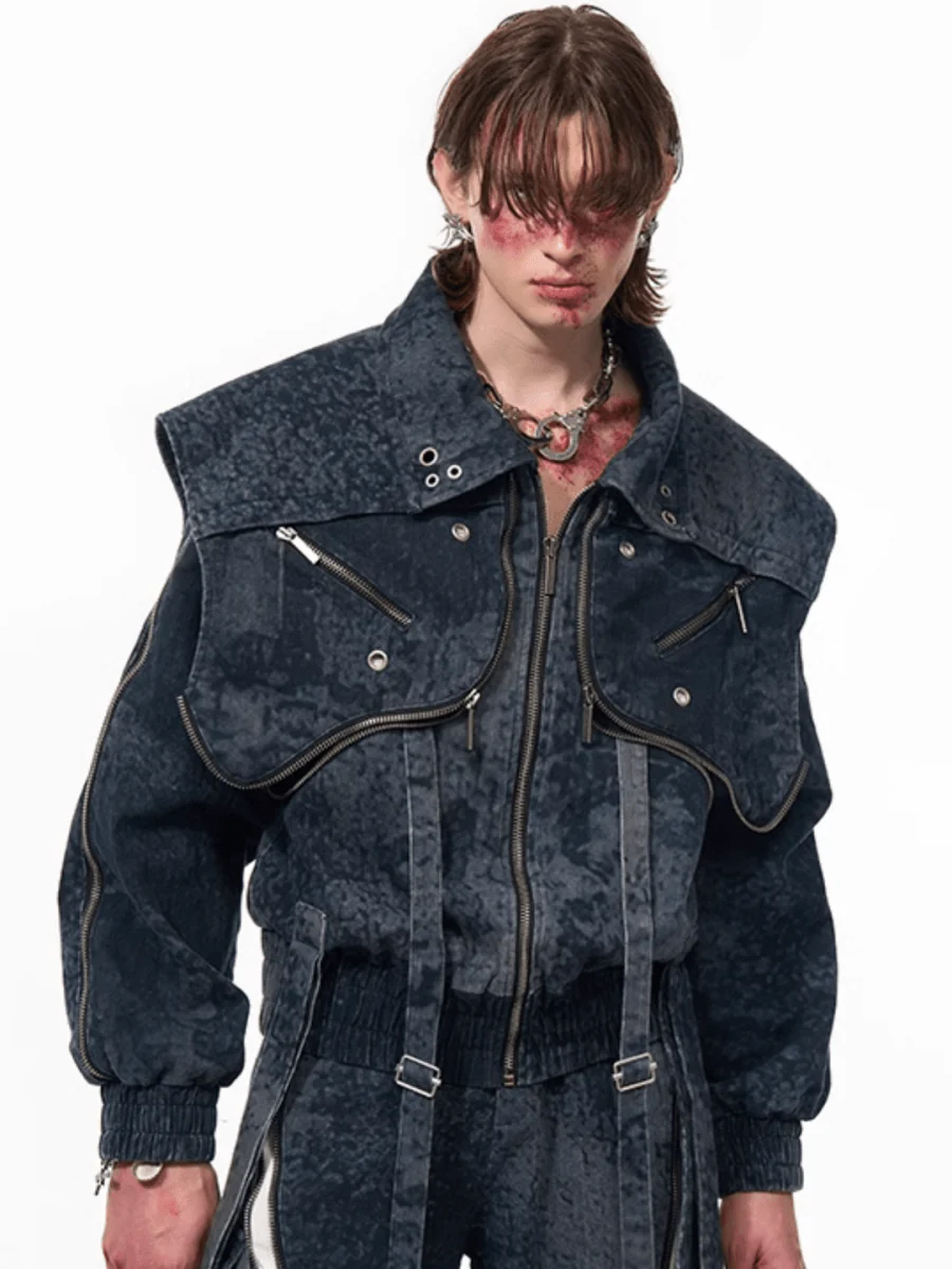 [STARTEXCEEDEND] Zipper structure splicing Jacket + Bottoms  FE0629