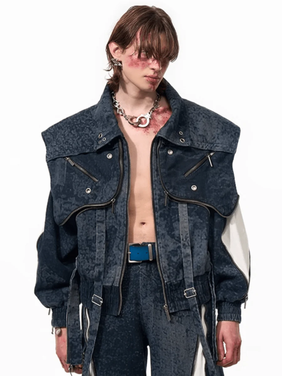 [STARTEXCEEDEND] Zipper structure splicing Jacket + Bottoms  FE0629