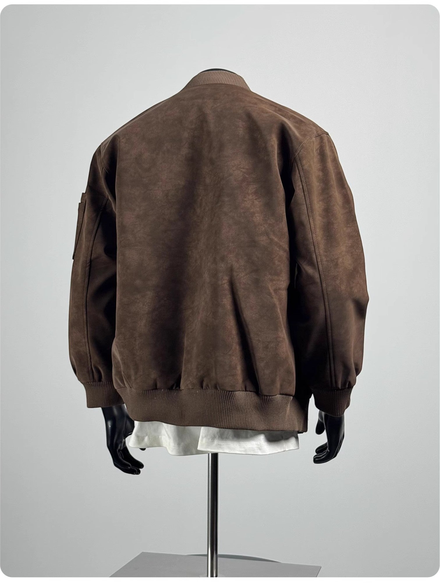 LOOSE STAND-COLLAR MOTO JACKET  FE0217