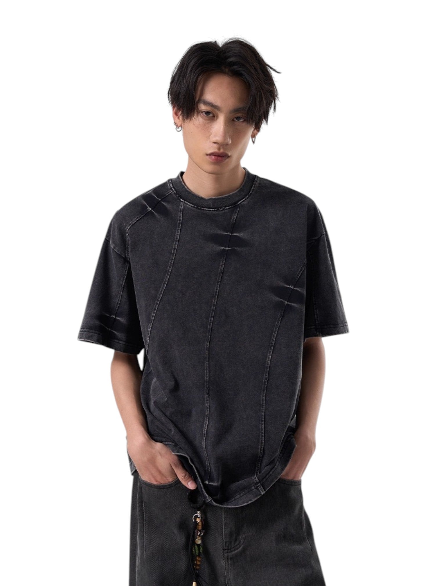 [ISIETS] DECONSTRUCTED WASHED T-SHIRT   FE0186