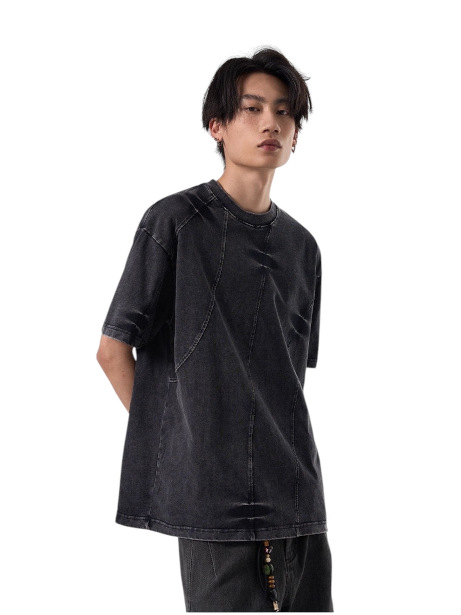 [ISIETS] DECONSTRUCTED WASHED T-SHIRT   FE0186