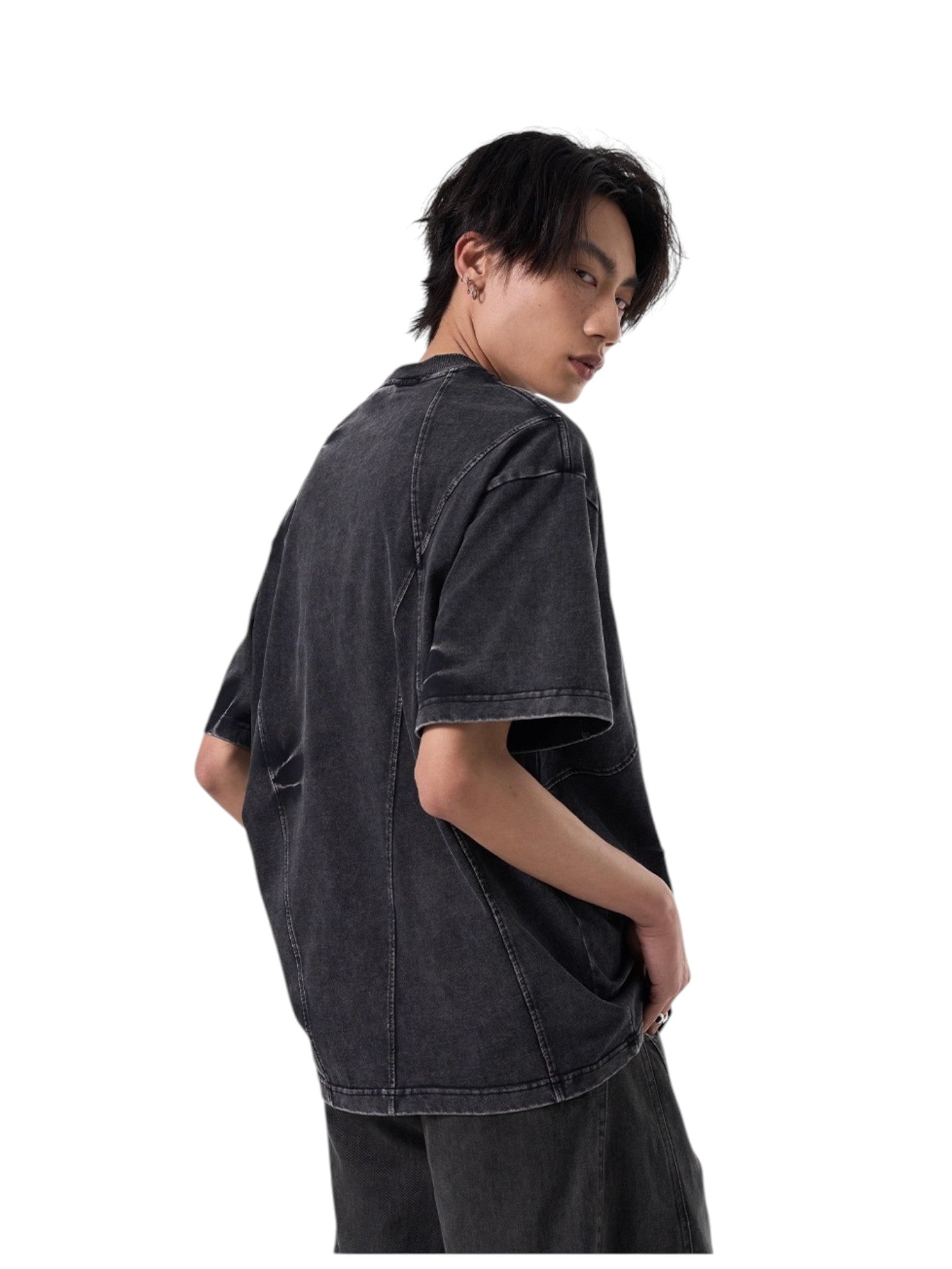 [ISIETS] DECONSTRUCTED WASHED T-SHIRT   FE0186