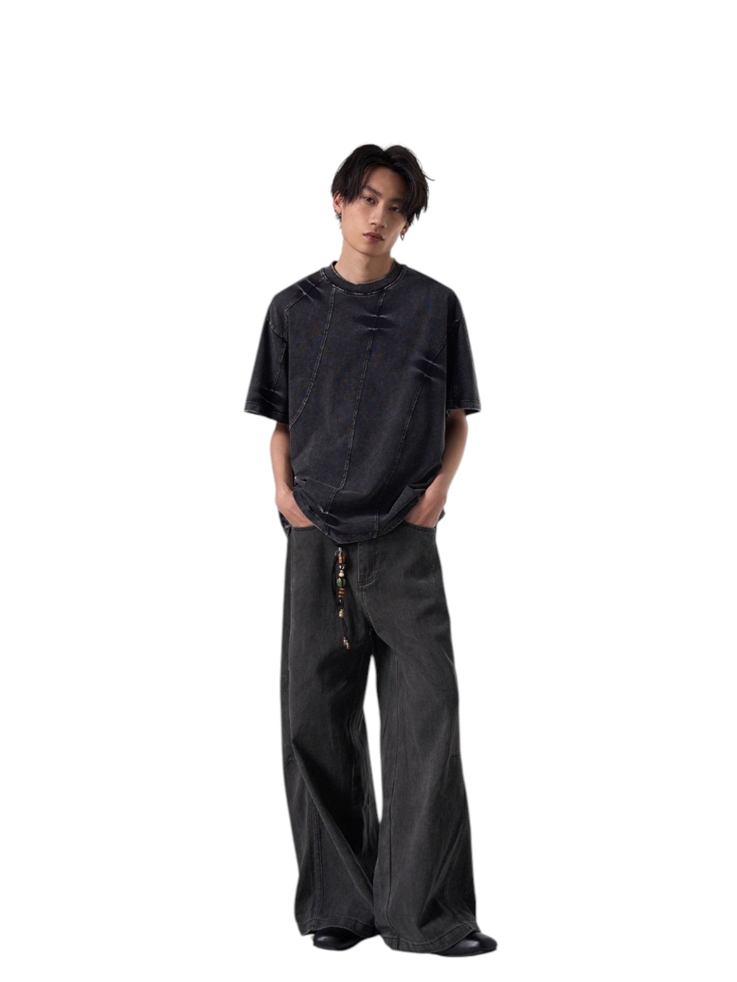 [ISIETS] DECONSTRUCTED WASHED T-SHIRT   FE0186