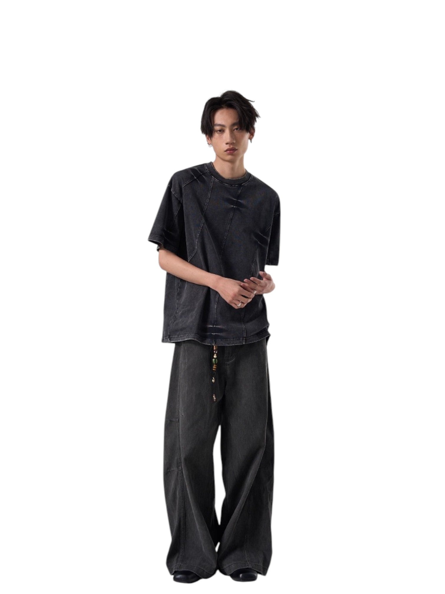 [ISIETS] DECONSTRUCTED WASHED T-SHIRT   FE0186