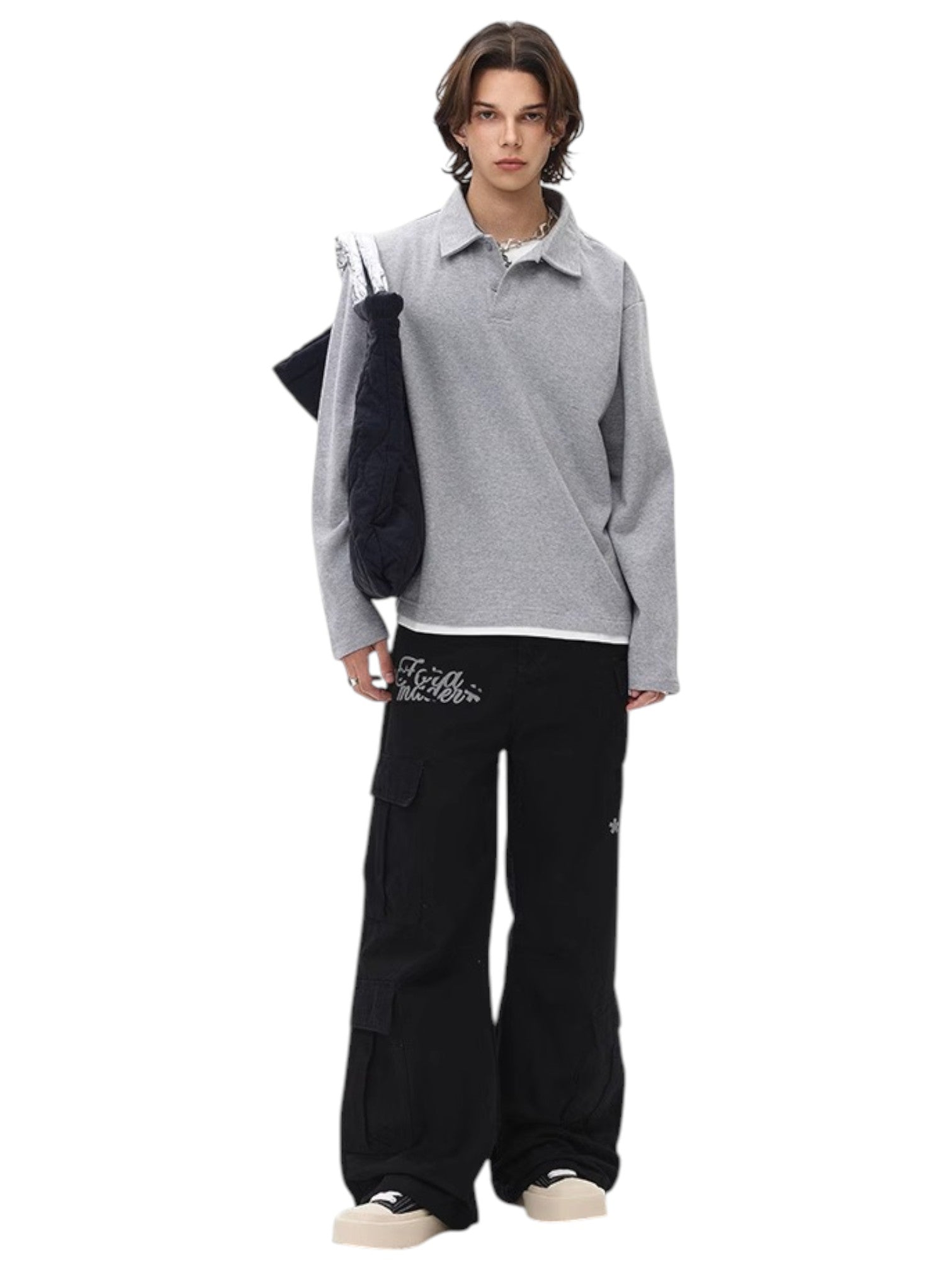 [BLAEXIT] BLAEXIT LAYERED-COLLAR POLO SHIRT   FE0198