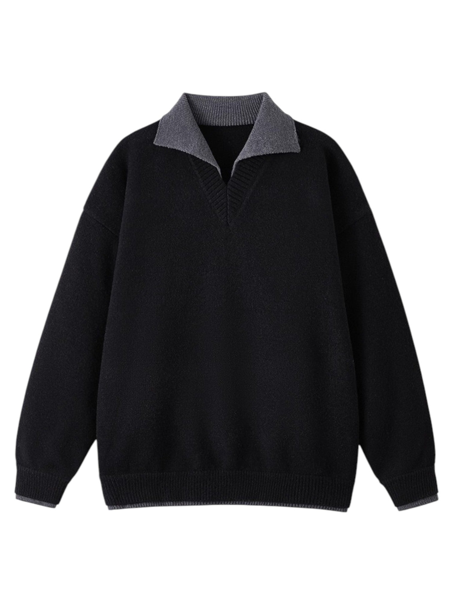 [W.K] CONTRAST-COLLAR POLO KNIT FE0136