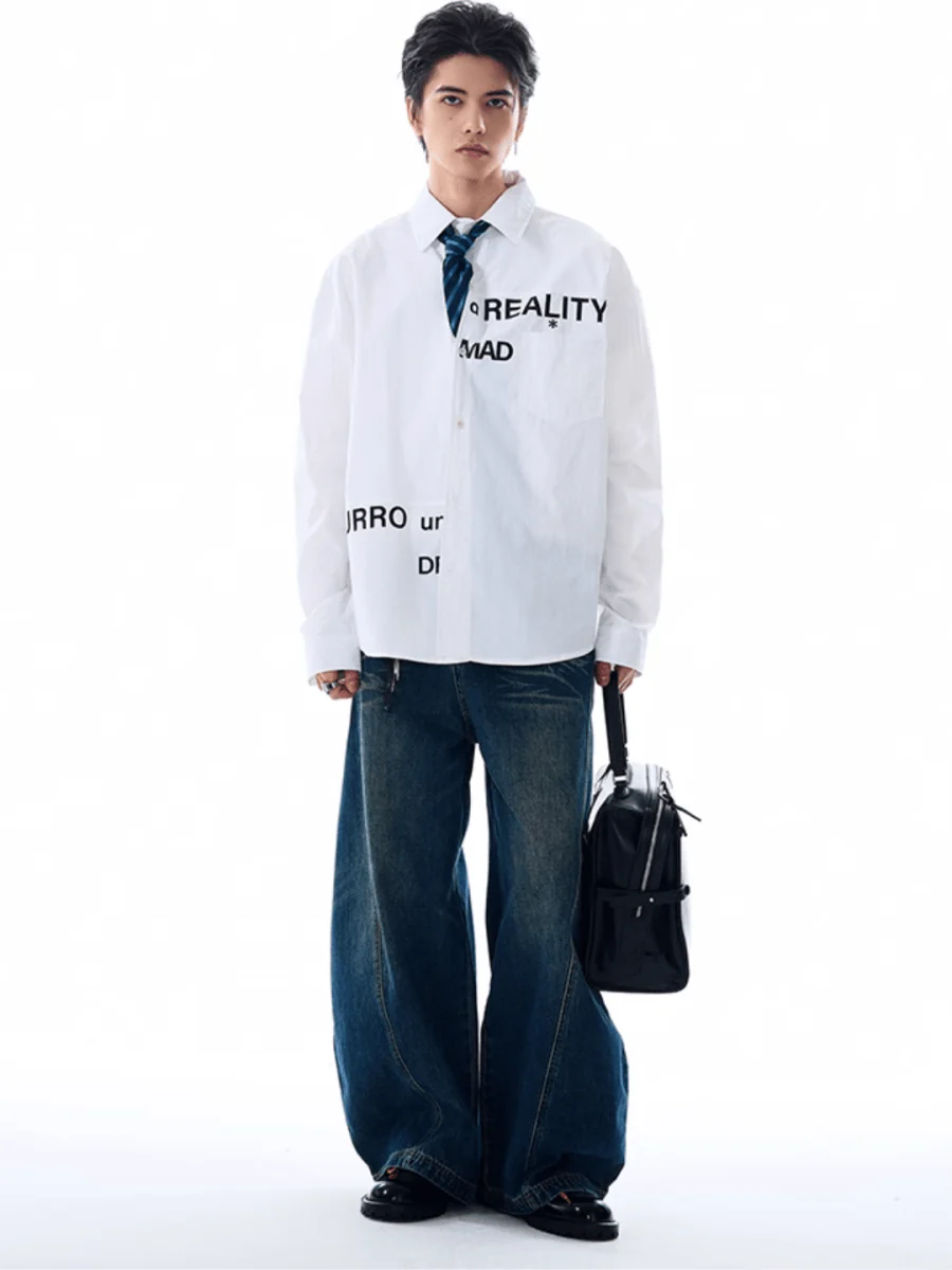 [MADWITCH] Original niche letter print shirt   FE0576