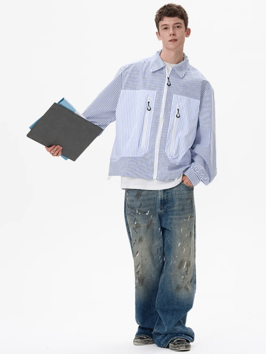 [MADWITCH] striped shirt jacket  FE0575