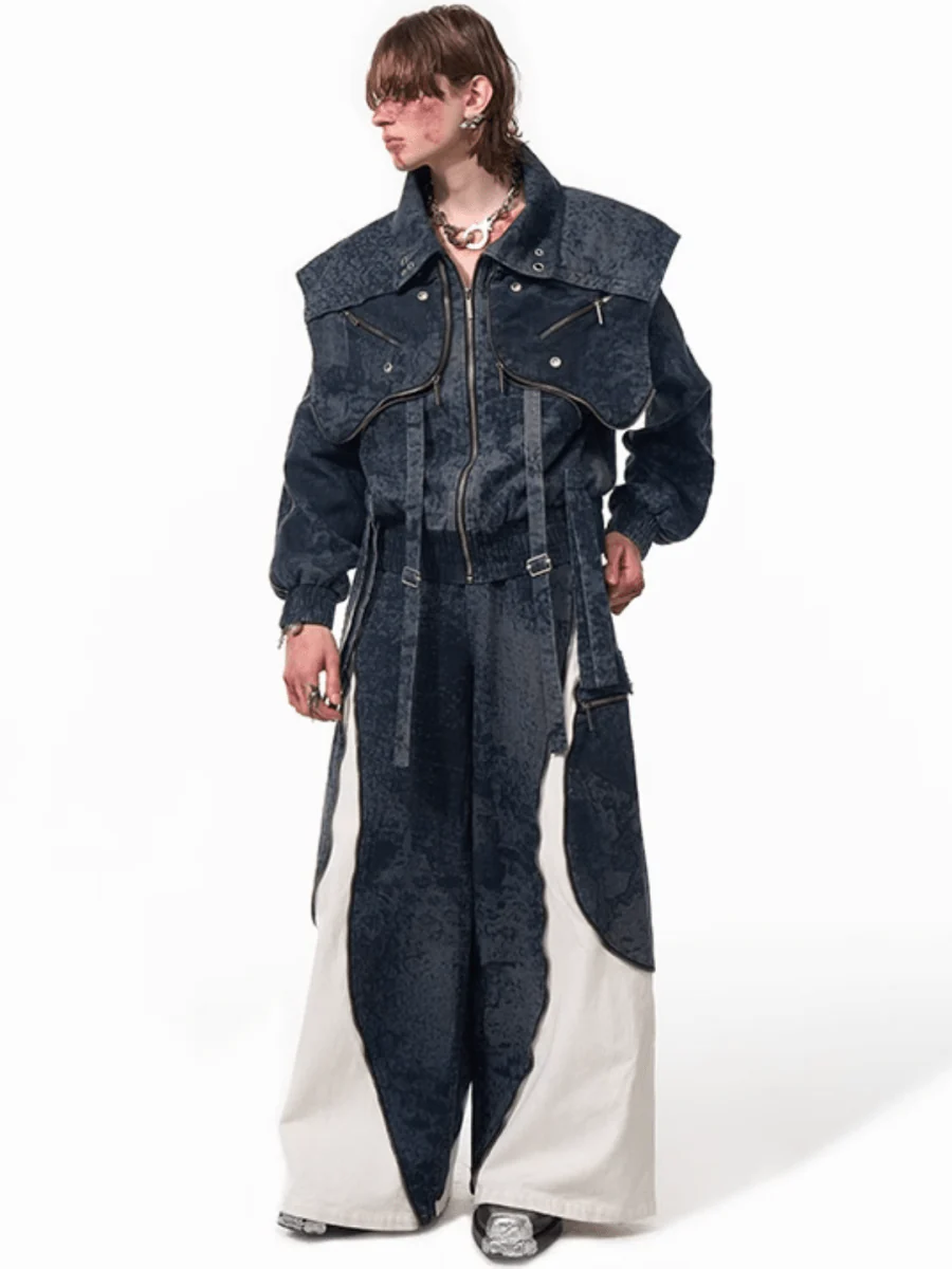 [STARTEXCEEDEND] Zipper structure splicing Jacket + Bottoms  FE0629