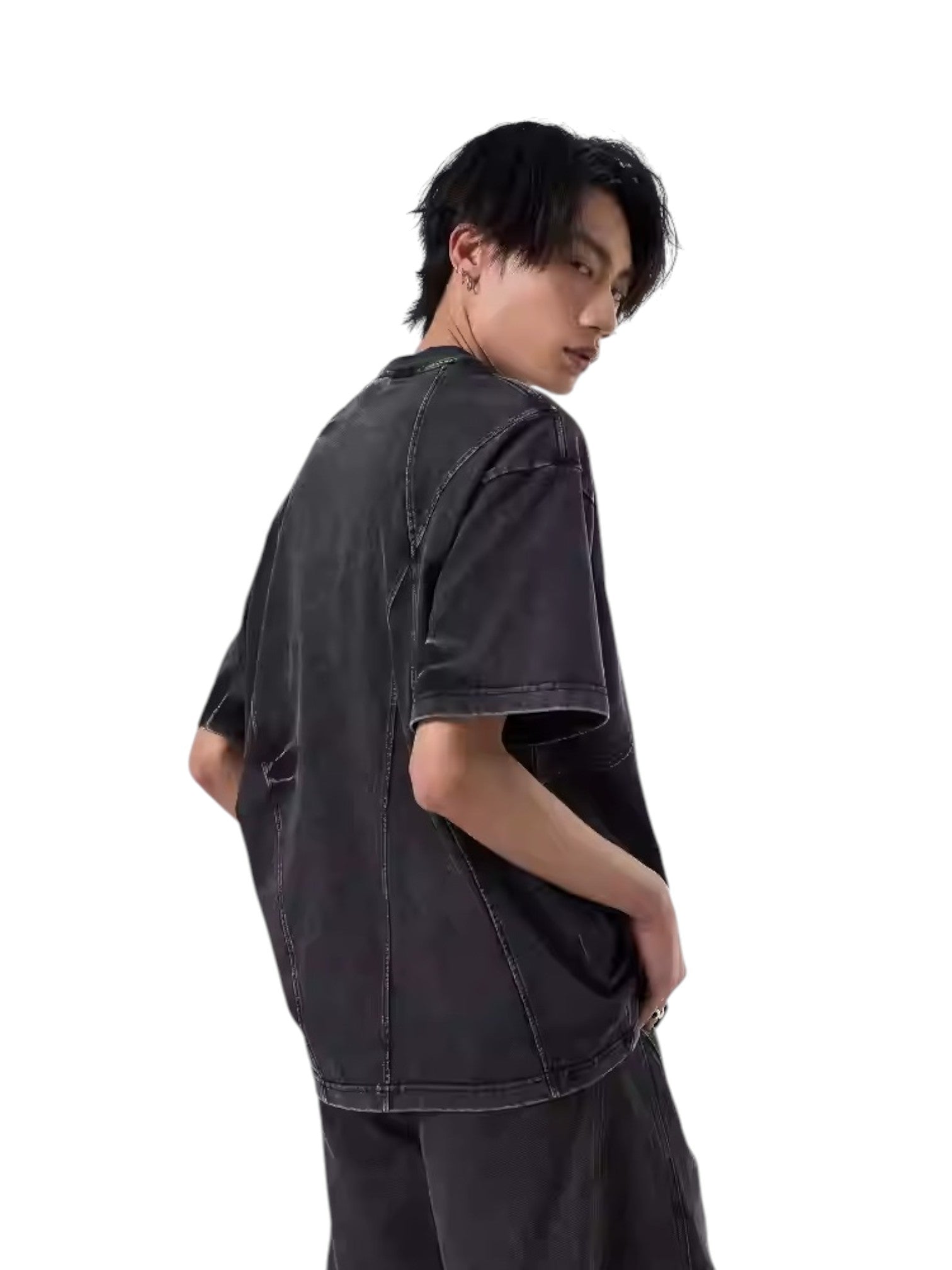 [ISIETS] DECONSTRUCTED WASHED T-SHIRT   FE0186