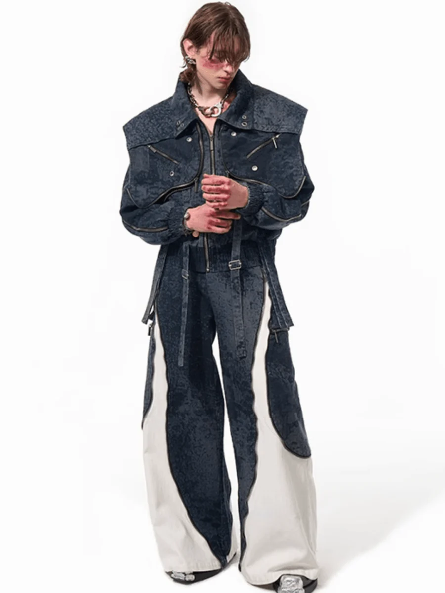 [STARTEXCEEDEND] Zipper structure splicing Jacket + Bottoms  FE0629