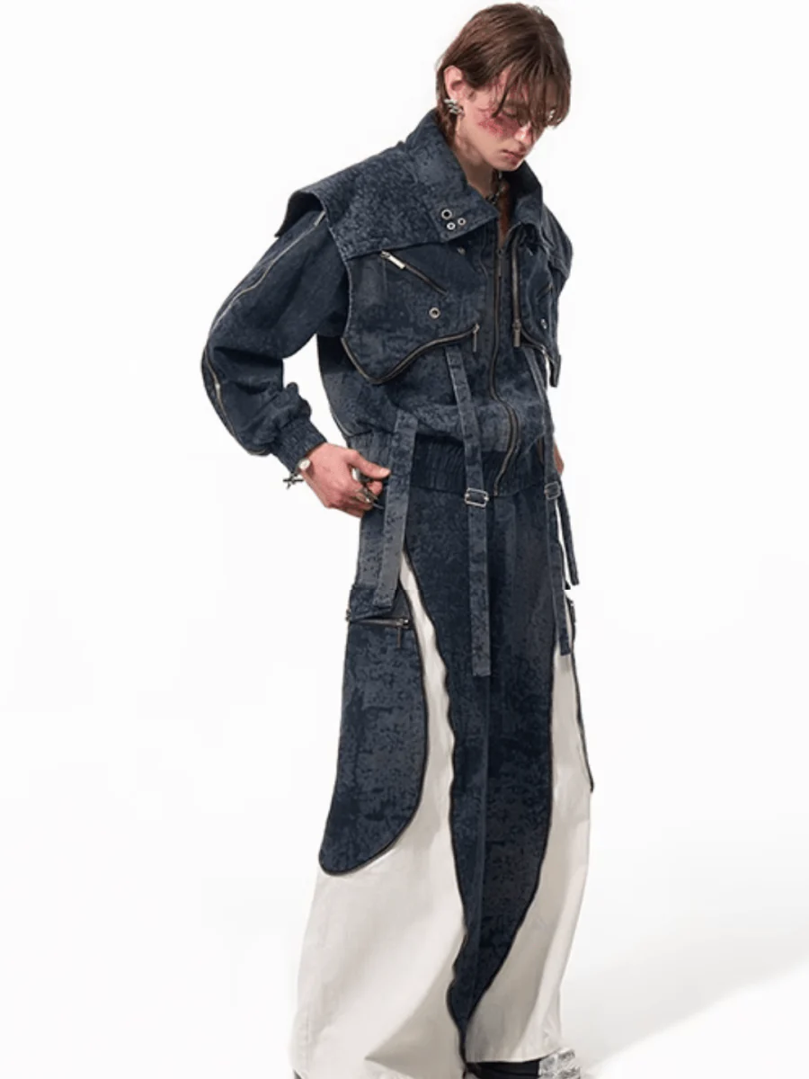 [STARTEXCEEDEND] Zipper structure splicing Jacket + Bottoms  FE0629