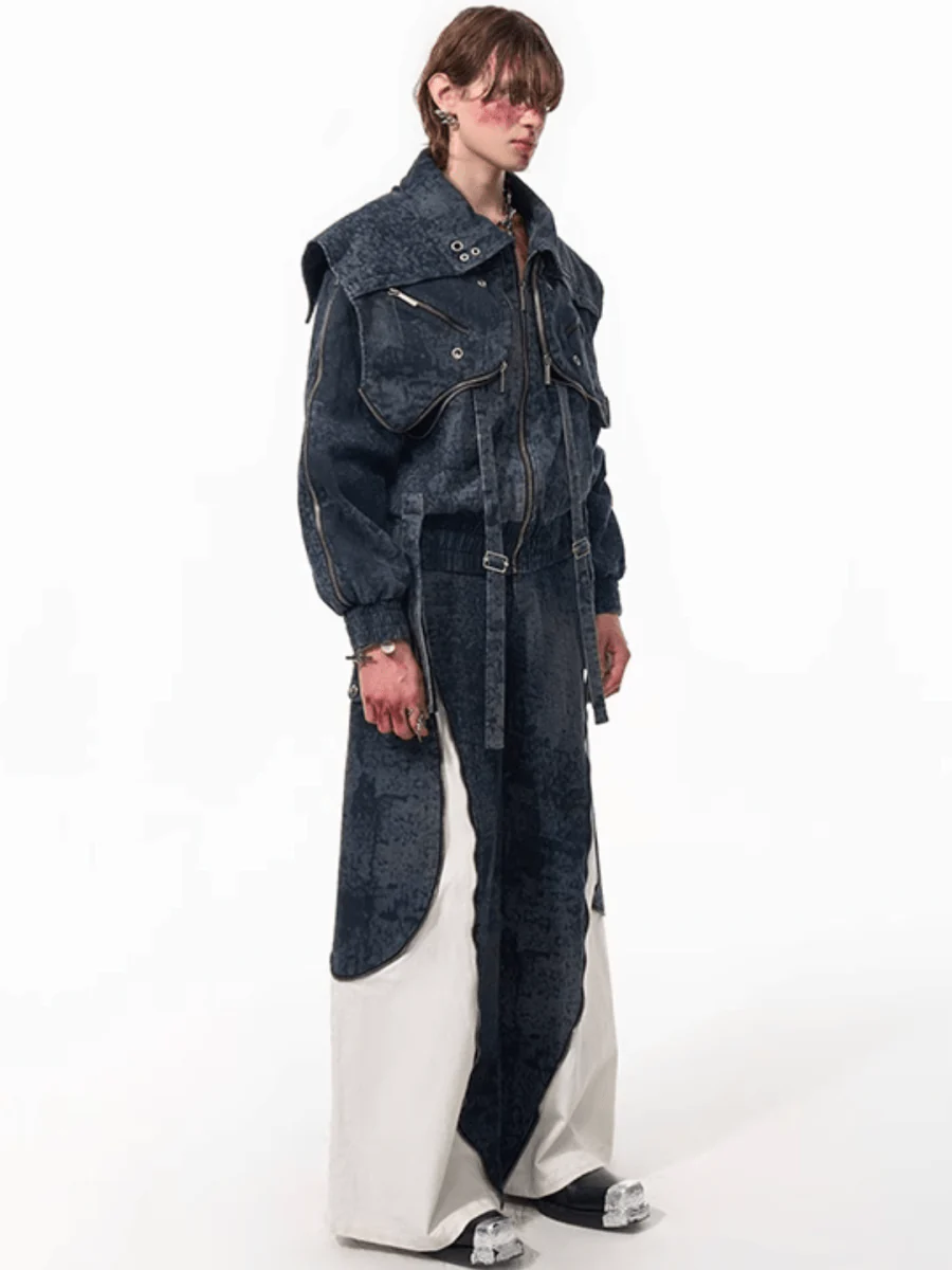 [STARTEXCEEDEND] Zipper structure splicing Jacket + Bottoms  FE0629