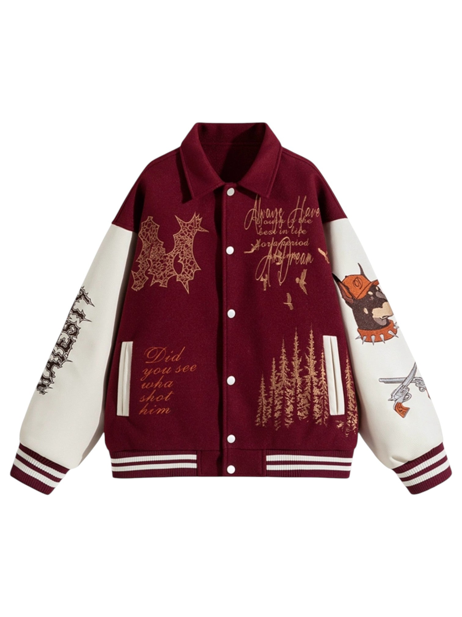 [W.K] PATCHED VARSITY EMBROIDERED JACKET FE0631